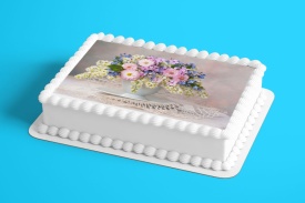 Imagine comestibila tort din Zahar buchet de Flori asortate, multicolor - Lumea - Img 2