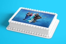Imagine comestibila tort din Zahar caractere Frozen cu fundal Albastru - Lumea - Img 2