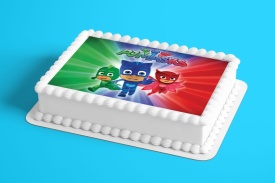 Imagine comestibila tort din Zahar PJ Masks, Eroii in Pijamale model 1 - Lumea - Img 2