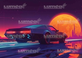 Imagine comestibila tort din Zahar, Retro Sunset model 1 - Lumea - Img 1