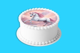 Imagine comestibila tort din Zahar, Unicorn model 2 - Lumea - Img 4