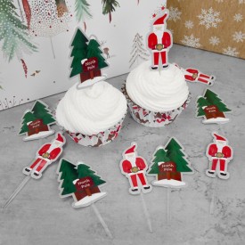 Toppers pentru briose model Mos Craciun si North Pole 12 buc. - Wilton - Img 3