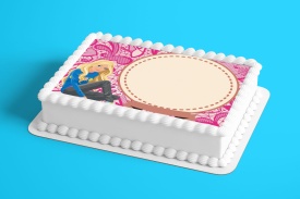 Vafa tort Barbie cu MESAJ PERSONALIZAT model 3 - Lumea - Img 2