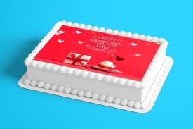 Vafa tort Happy Valentine's Day model cu Cadou si Briosa - Lumea - Img 2