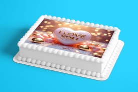 Vafa tort model "I Love You" cu Scris Auriu - Lumea - Img 2