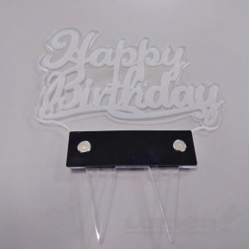 Акрилен декор за торта, Честит рожден ден - Led Cake Topper