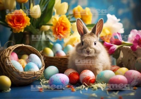 Торта Vafa Bunny с яйца и цветя - Светът