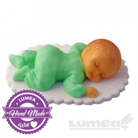 Bebe dormind verde din pasta de zahar, L10 cm x l 7 cm x h3 cm, 80g - Lumea