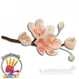 Crenguta cu flori de cirese alb cu sidef roz din pasta de zahar, L19 cm x l 7 cm, 20g - umea