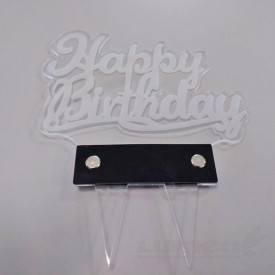 Decor tort acrylic, Happy Birthday - Led Cake Topper
