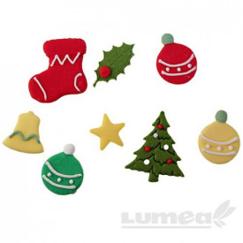 Diferite decoratiuni de craciun, Glob, Brad, Clopotel, etc, din pasta de zahar, 40 buc. - Lumea - Img 1