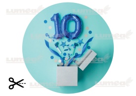 Imagine comestibila tort din Zahar, aniversara "10" model 4 - Lumea - Img 1