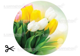 Imagine comestibila tort din Zahar buchet de Lalele Galben, Roz, Alb - Lumea - Img 3