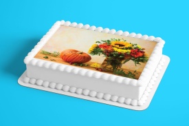 Imagine comestibila tort din Zahar, Buchet de Toamna model 5 - Lumea - Img 2