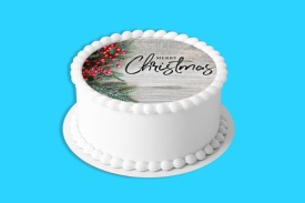 Imagine comestibila tort din Zahar "Merry Christmas & Happy New Year" cu Scris Negru - Lumea - Img 4
