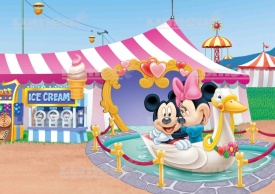 Imagine comestibila tort din Zahar Mickey si Minnie in parcul de distractie - Lumea