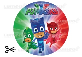 Imagine comestibila tort din Zahar PJ Masks, Eroii in Pijamale model 1 - Lumea - Img 3