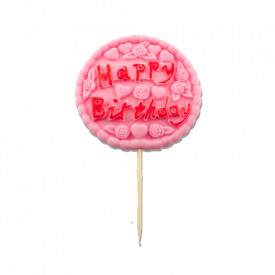 Ornament zahar "Happy Birthday" roz - Lumea