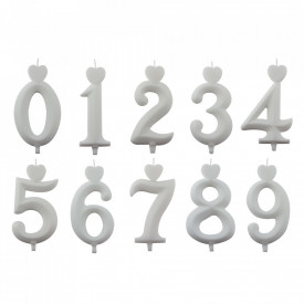 Set lumanari cifre albi, 100 buc. - Lumea