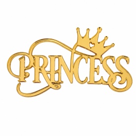 Topper tort acrylic "PRINCESS", model Auriu, 10 cm - Lumea