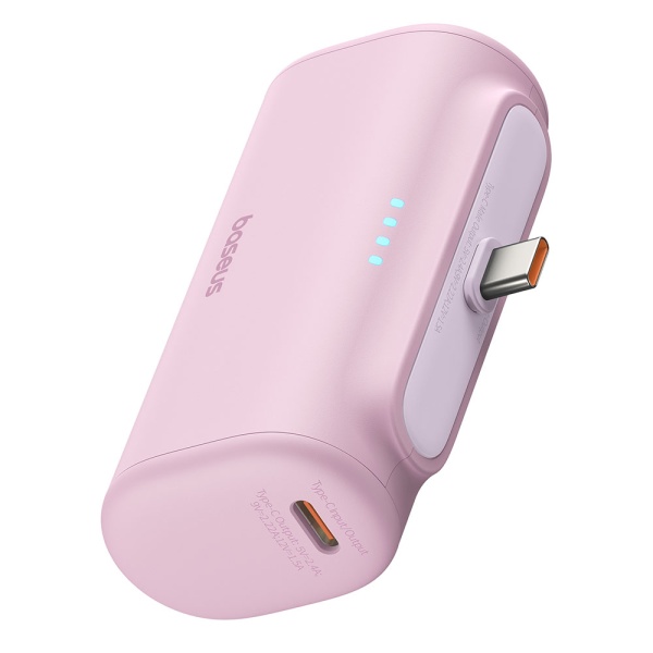 Baterie Externa Type-C, 20W, 5000mAh + Cablu Type-C - Baseus (P10068306413-00) - Roz