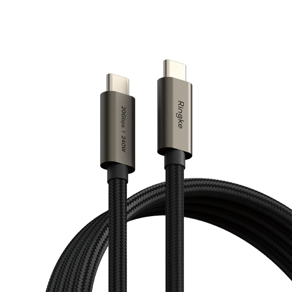 Cablu de date Ringke- Type-C la Type-C, 240W, 1m - Negru