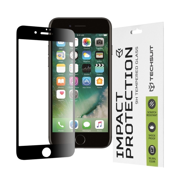 Folie pentru iPhone 7 Plus / iPhone 8 Plus - Techsuit 111D Full Cover / Full Glue Glass - Black
