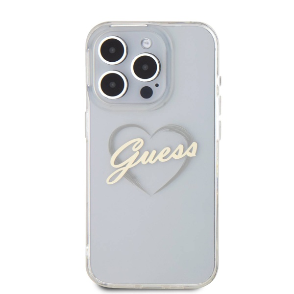 Husa Guess Hardcase IML Heart iPhone 16 Pro - Transparent