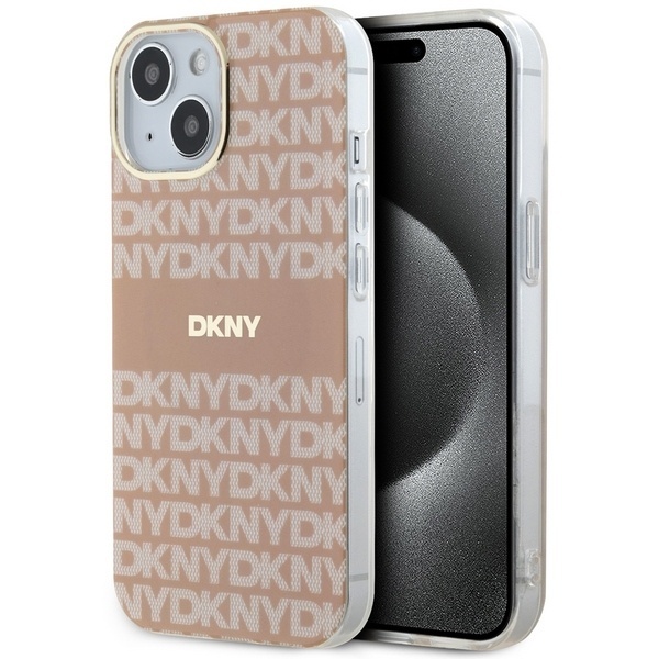 Husa iPhone 15 Plus - DKNY IML Mono & Stripe MagSafe (DKHMP15MHRHSEP) - Pink