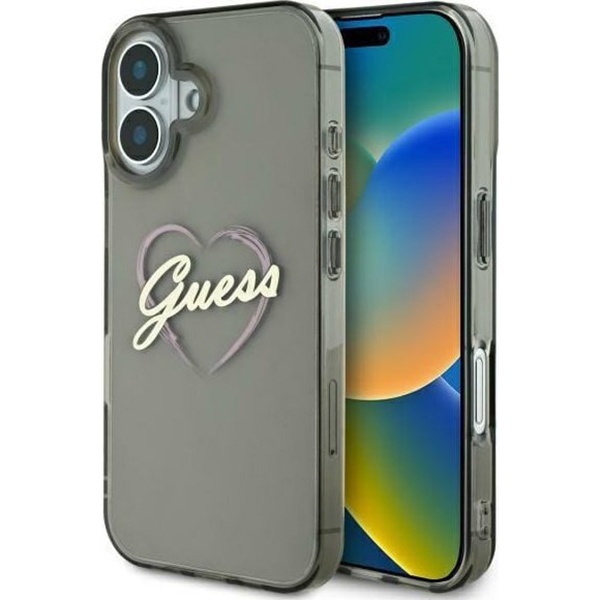 Husa iPhone 16 Plus Guess IML Heart - Negru