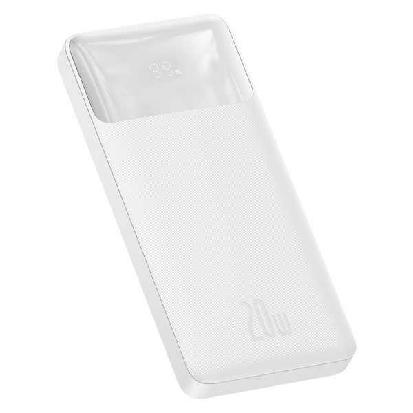 Baterie externa 10000mAh, 20W - Baseus Bipow Digital Display (PPBD050502) - White