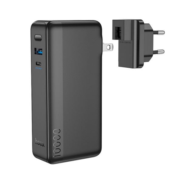 Baterie Externa Hoco - cu priza US / UE (Q16) - USB, Type-C, 22,5 W, 10000 mAh - Negru
