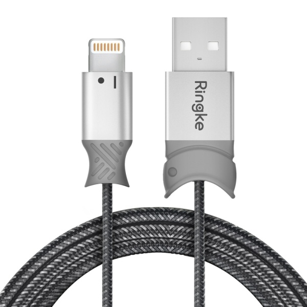 Cablu de date USB la Ligntning 20cm, Ringke Smart Fish, Gri