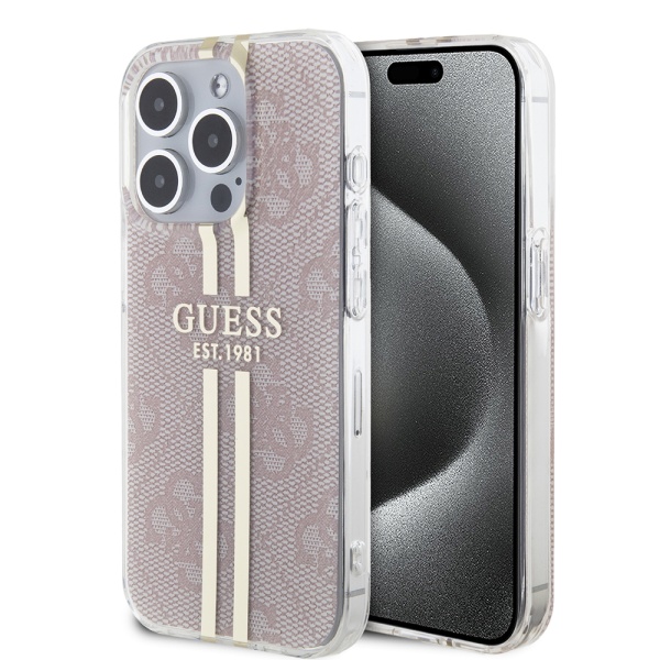 Husa Guess Hardcase IML 4G Gold Stripe iPhone 15 Pro GUHCP15LH4PSEGP- Roz