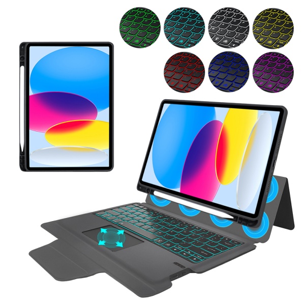 Husa iPad 10 (2022) 10.9 -Techsuit - KeyTab Pro (cu tastatură fără fir RGB/suport stilou) - Negru (Copy 11)