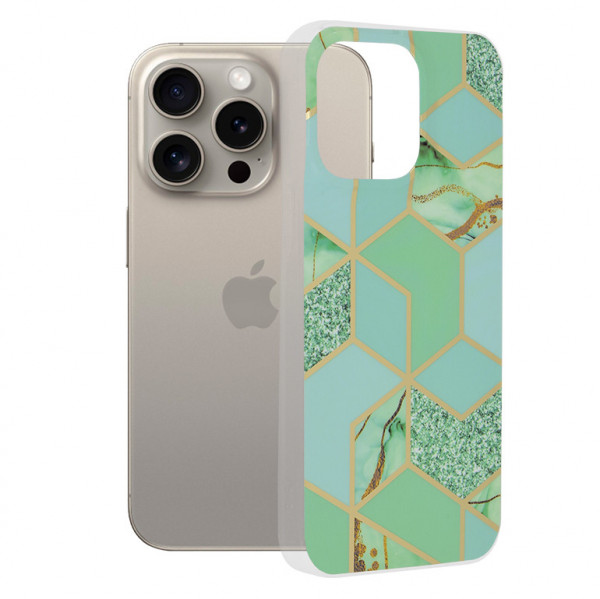 Husa Techsuit Iphone 15 Pro Max Marble Series - Green Hex