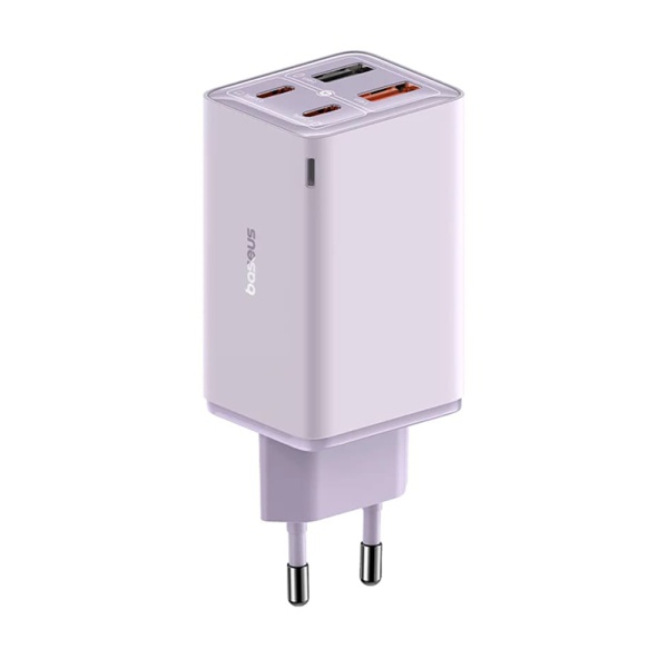 Incarcator de perete Baseus GaN (P10162701533-00) - 2x USB, 2x Type-C, 65W, cu cablu de tip C la Tip-C - violet