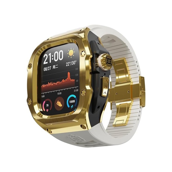 [Pachet 360°] Husa + curea Apple Watch Ultra / Ultra 2 ShellBox Waterproof IP68 - Auriu