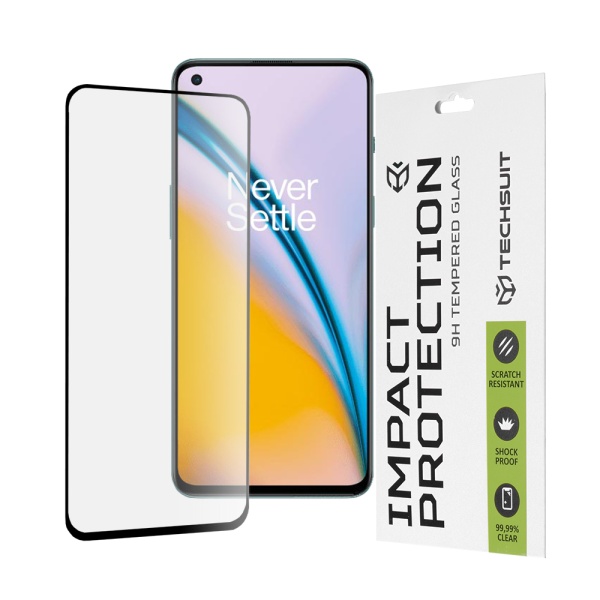 Folie pentru OnePlus Nord CE 5G / Nord 2 5G / Nord 2T Techsuit 111D Full Cover / Full Glue Glass / 3D Curved Screen - Black