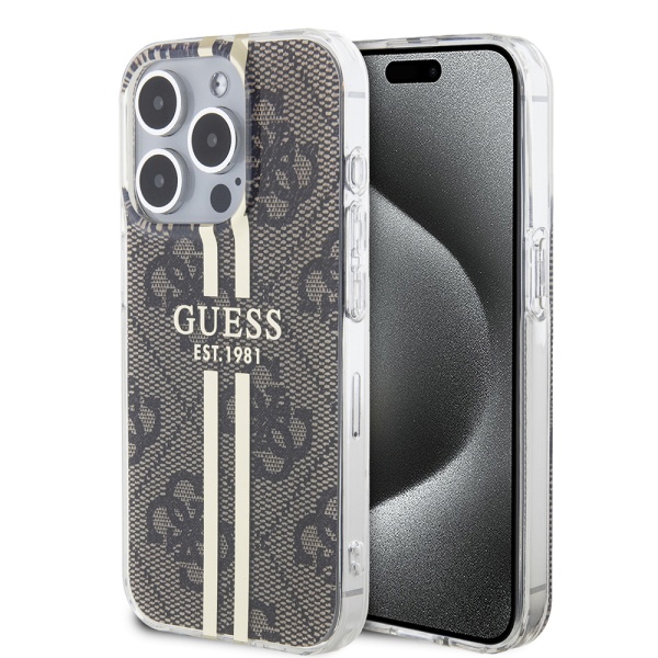 Husa Guess Hardcase IML 4G Gold Stripe iPhone 15 Pro Max, GUHCP15XH4PSEGW - Maro