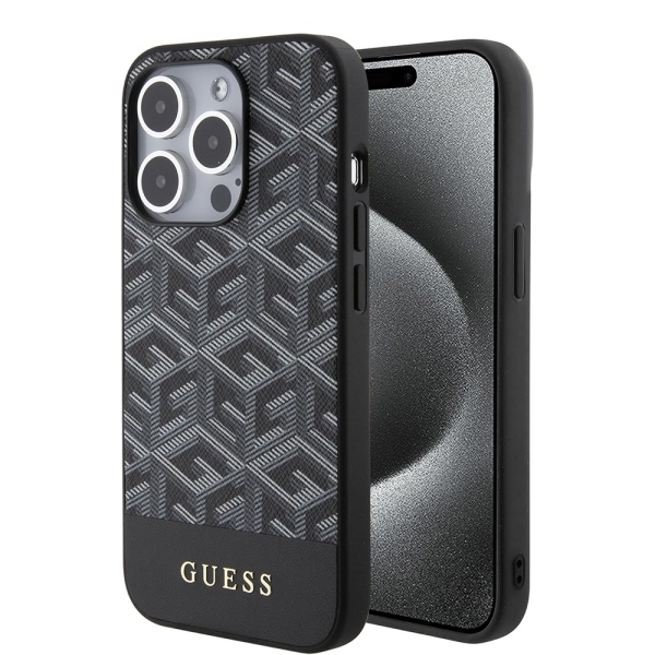 Husa Guess iPhone 15 Pro Max GCube Stripes MagSafe GUHMP15XHGCFSEK - Negru