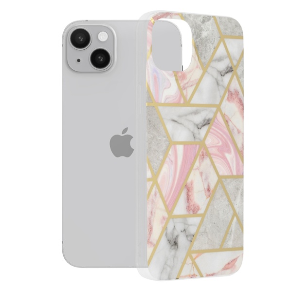 Husa Iphone 14 Plus Techsuit - Marble Series, Pink Hex