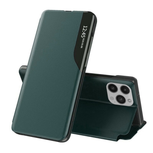 Husa iPhone 14 Pro Eco Leather View flip tip carte, Green