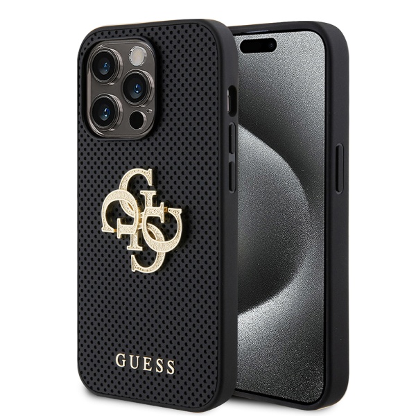 Husa iPhone 15 Pro Max Guess Leather Perforated 4G GUHCP15XPSP4LGK - Negru