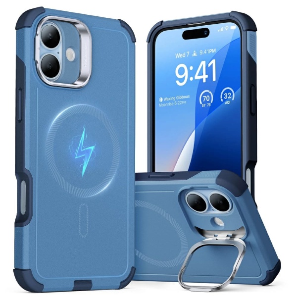 Husa iPhone 16 ESR Cyber Armor Kickstand - Albastru