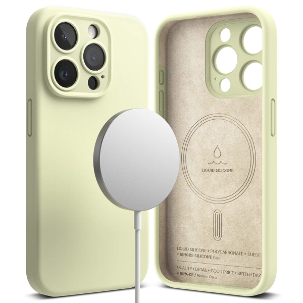 Husa MagSafe Silicon - Iphone 15 Pro Max, Galben Lime