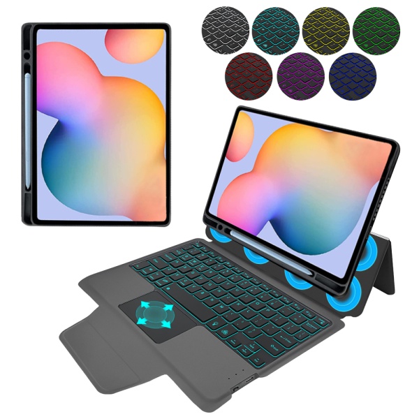 Husa Samsung Galaxy Tab S6 Lite (2020/2022/2024) -Techsuit - KeyTab Pro (cu tastatură fără fir RGB/suport stilou) - Negru (Copy 9)