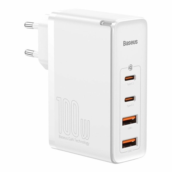 Incarcator 2xUSB QC3.0/2xType-C PD100W + cablu Baseus, CCGAN2P-L02, Alb