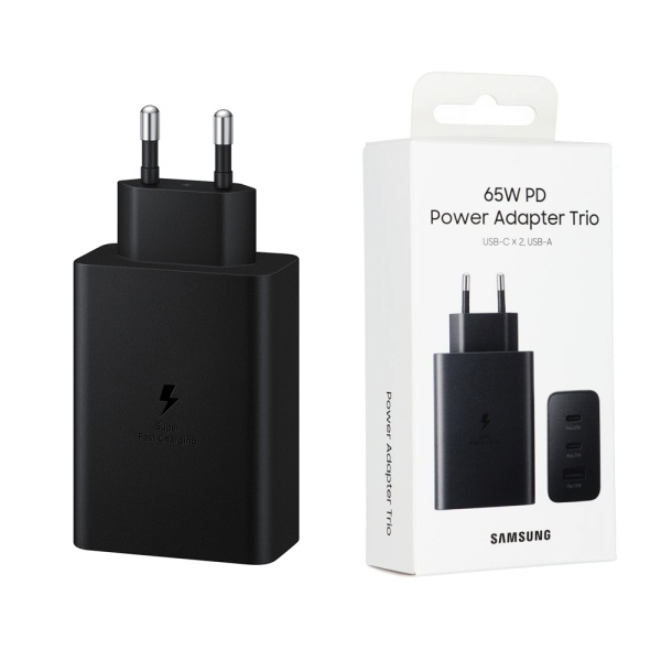 Incarcator Samsung 65W PPS 2x Type-C PD/USB, EP-T6530NBEGEU, Negru