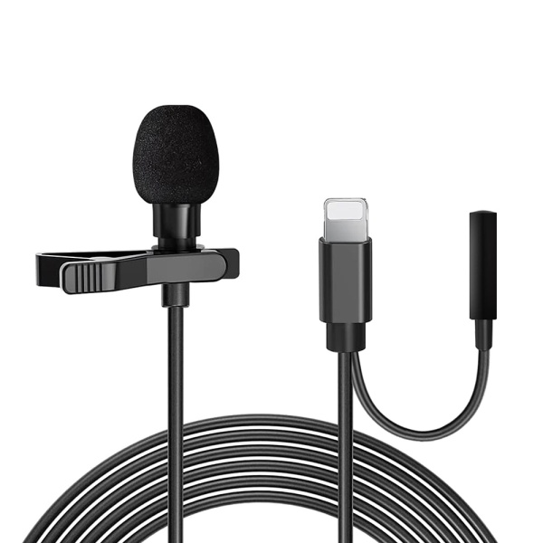 Microfon lavaliera cu fir Techsuit WL1, iPhone, Jack -Negru